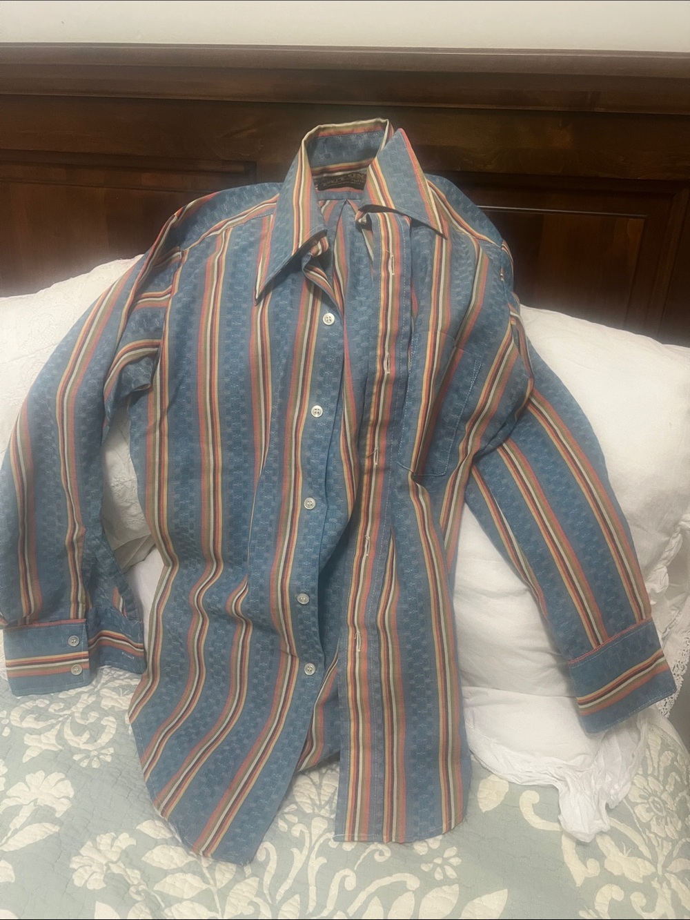 Vintage Sears Blue Striped Button-Down Shirt